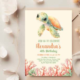 Invitación Bajo el Cumpleaños del Océano Marino