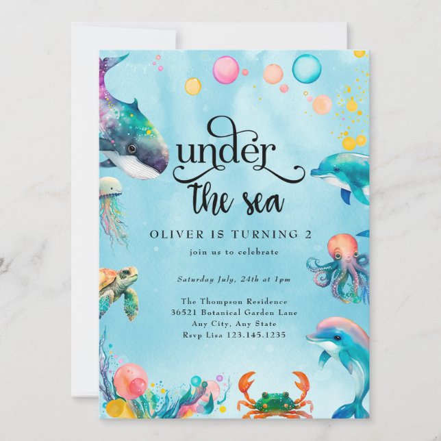Invitación Bajo el mar (Anverso)