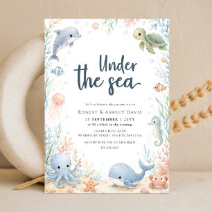 Invitación Bajo el Mar Acuarela Animales del Océano Baby Show