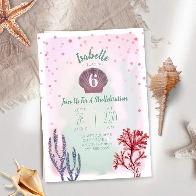 Invitación Bajo el mar Acuarela Confetti Coral Cumpleaños (Subido por el creador)