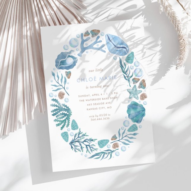 Invitación Bajo el mar acuarela cumpleaños neutral (Subido por el creador)