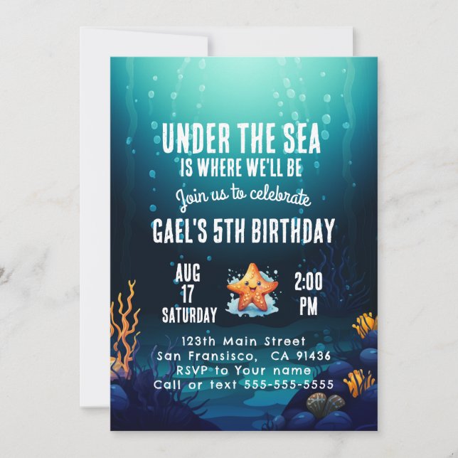 Invitación Bajo el mar Animal Birthday Party Invitation Boy (Anverso)