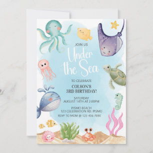 Invitación Bajo el Mar, Animales del Océano, Criaturas del Ma
