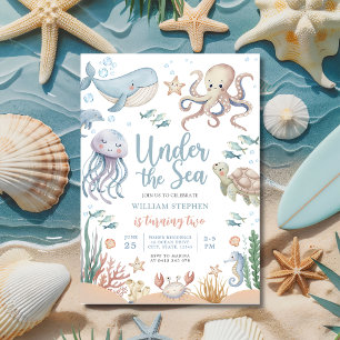 Invitación Bajo El Mar Animales Del Océano Cumpleaños 2