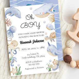 Invitación Bajo el mar Animales Náuticos Oh Boy Baby Shower
