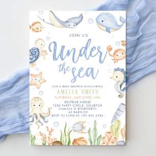 Invitación Bajo el mar animales océano Baby Shower