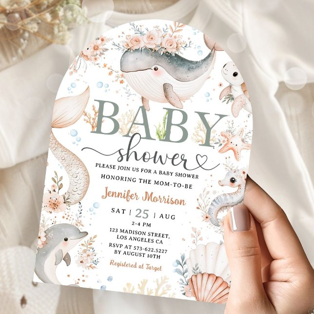 Invitación Bajo el mar Arquean Chica Boho Ocean de Baby Showe (Subido por el creador)