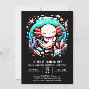 Invitación Bajo el mar Axolotl cumpleaños en línea