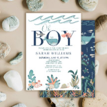 Bajo el mar, azul acuarela Oh Boy Baby Shower