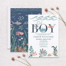 Bajo el mar, azul acuarela Oh Boy Baby Shower