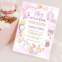Bajo el mar azul Ahoy es una niña Baby Shower