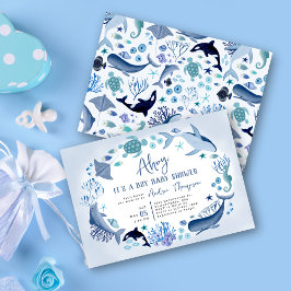 Invitación Bajo el mar azul hoy es un niño Baby Shower
