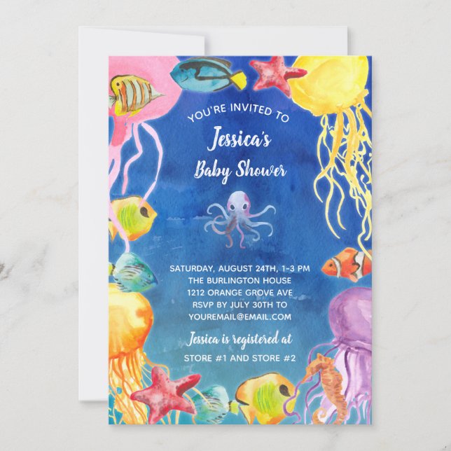 Invitación Bajo el mar Baby Shower (Anverso)