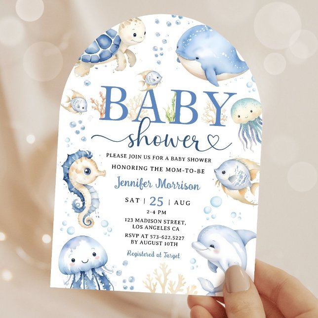 Invitación Bajo el mar Baby Shower Blue Ocean Arch (Subido por el creador)