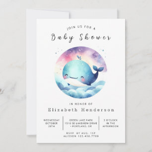 Invitación Bajo el mar Baby Shower de ballena imprimible