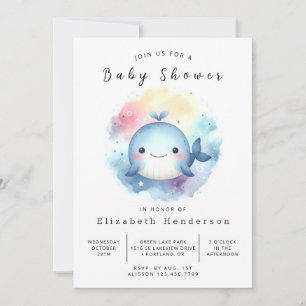 Invitación Bajo el mar Baby Shower de ballena imprimible