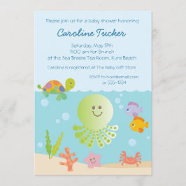 Invitación Bajo el mar Baby Shower en azul