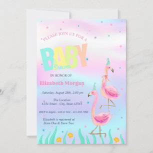 Invitación Bajo El Mar, Baby Shower Holográfico de Flamencos