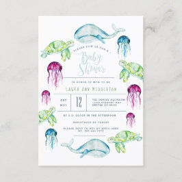 Invitación Bajo el mar Baby Shower Ocean Animals Watercolor