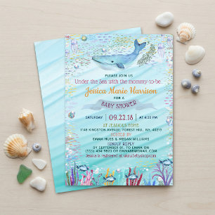 Invitación Bajo el mar Baby Shower Temático Oceánico