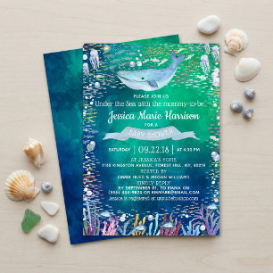Invitación Bajo el mar Baby Shower Temático Oceánico