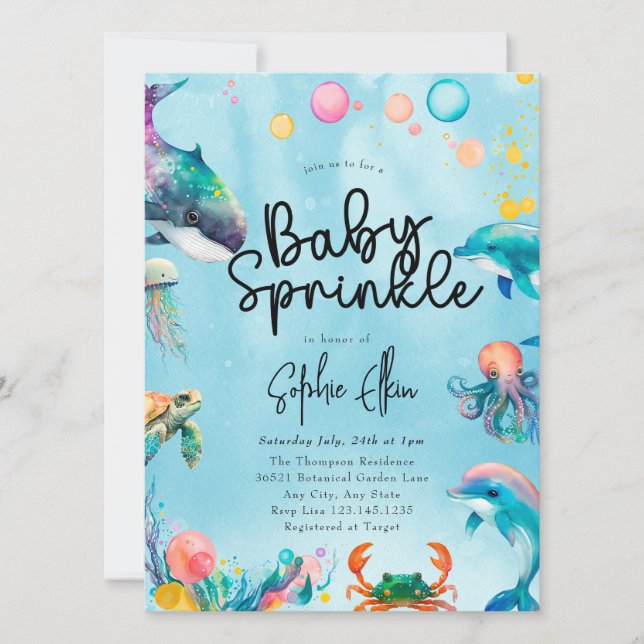 Invitación Bajo el Mar | Baby Sprinkle (Anverso)