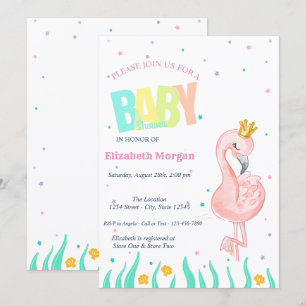 Invitación Bajo El Mar,Bebé Flamingo Baby Shower