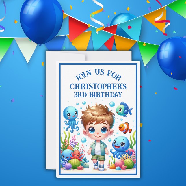 Invitación Bajo el mar Boy Birthday | (Subido por el creador)