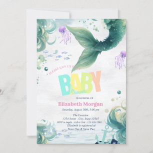 Invitación Bajo El Mar, Cola De Sirena Baby Shower