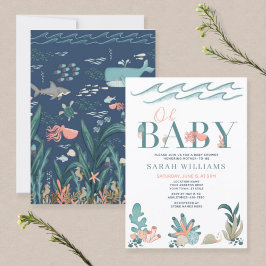 Invitación Bajo el mar, color de agua Verde azulada Oh Baby S