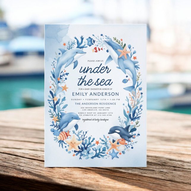 Invitación Bajo el mar Criaturas del océano azul Baby Shower (Subido por el creador)