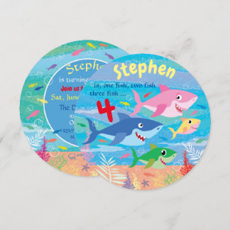 Invitación Bajo el mar, cuarto Fiesta de cumpleaños del tibur