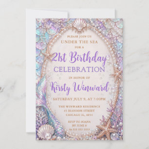 Invitación Bajo el Mar Cumpleaños 21 Caracola Iridescente