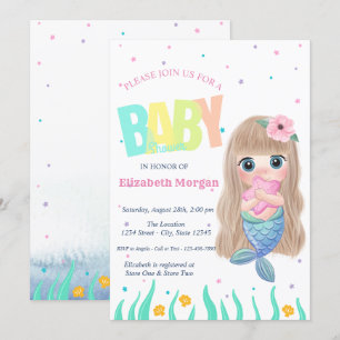 Invitación Bajo El Mar, Cumpleaños De Bebé Caracol De Sirena