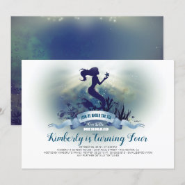 Invitación Bajo el mar - Cumpleaños de la sirena y la estrell
