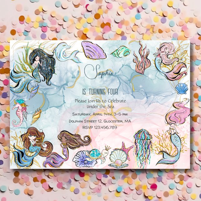 Invitación Bajo el mar cumpleaños de las Sirenas (Subido por el creador)