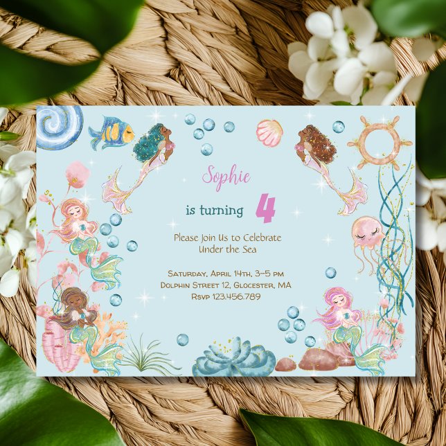 Invitación Bajo el mar cumpleaños de las Sirenas (Subido por el creador)