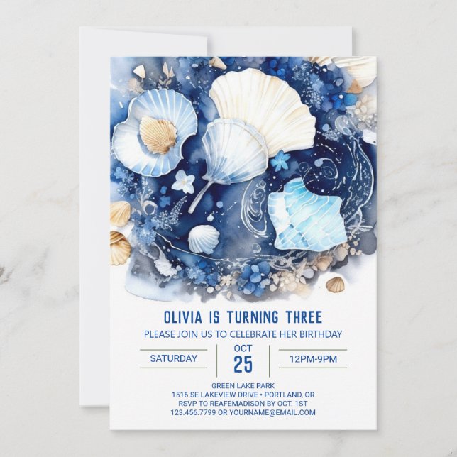 Invitación Bajo el mar, cumpleaños de Magic Boy (Anverso)