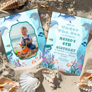 Invitación Bajo el Mar Cumpleaños número 4 con Foto
