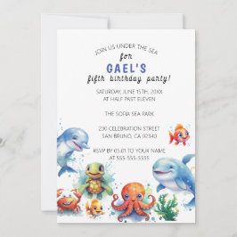 Invitación Bajo el mar Cute Nautical Boys Fiesta de Cumpleaño