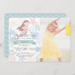 Invitación Bajo el mar de la sirena foto verde cumpleaños