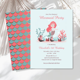 Invitación Bajo el Mar de los Príncipes de la Sirena Cumpleañ