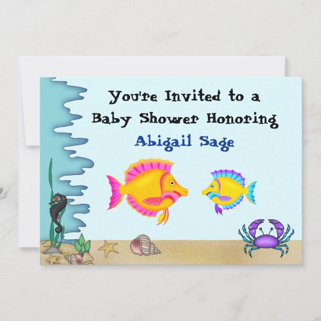 Invitación Bajo el mar de peces Baby Shower invita a los niño (Anverso)