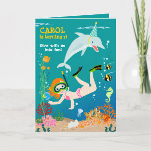 Invitación Bajo el mar delfines y fiesta de cumpleaños chica