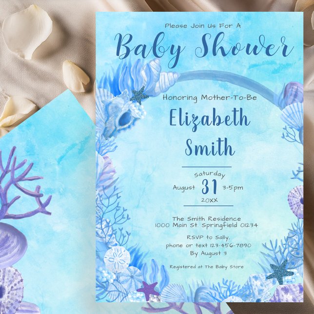 Invitación Bajo el mar, el Baby Shower de Cute Blue Boy (Subido por el creador)