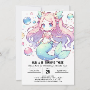 Invitación Bajo el mar, el cumpleaños de la sirena