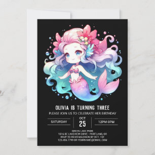 Invitación Bajo el mar Elegante cumpleaños de sirena