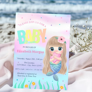 Invitación Bajo El Mar, Estrella de Sirena Holográfica Baby S