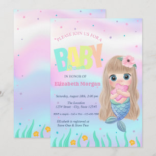 Invitación Bajo El Mar, Estrella de Sirena Holográfica Baby S
