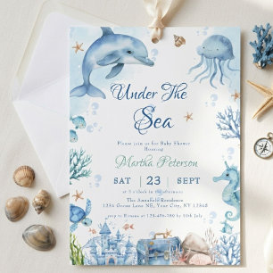 Invitación Bajo el mar Fiesta de bebé de conchas marinas